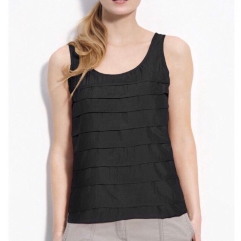 Eileen Fisher Silk Tiered Ruffle Sleeveless Top